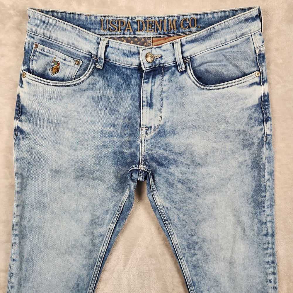 U.S. Polo Assn. Jeans Brandon Men's Acid Wash Blue Slim Tapered Size W33 - Picture 3 of 16